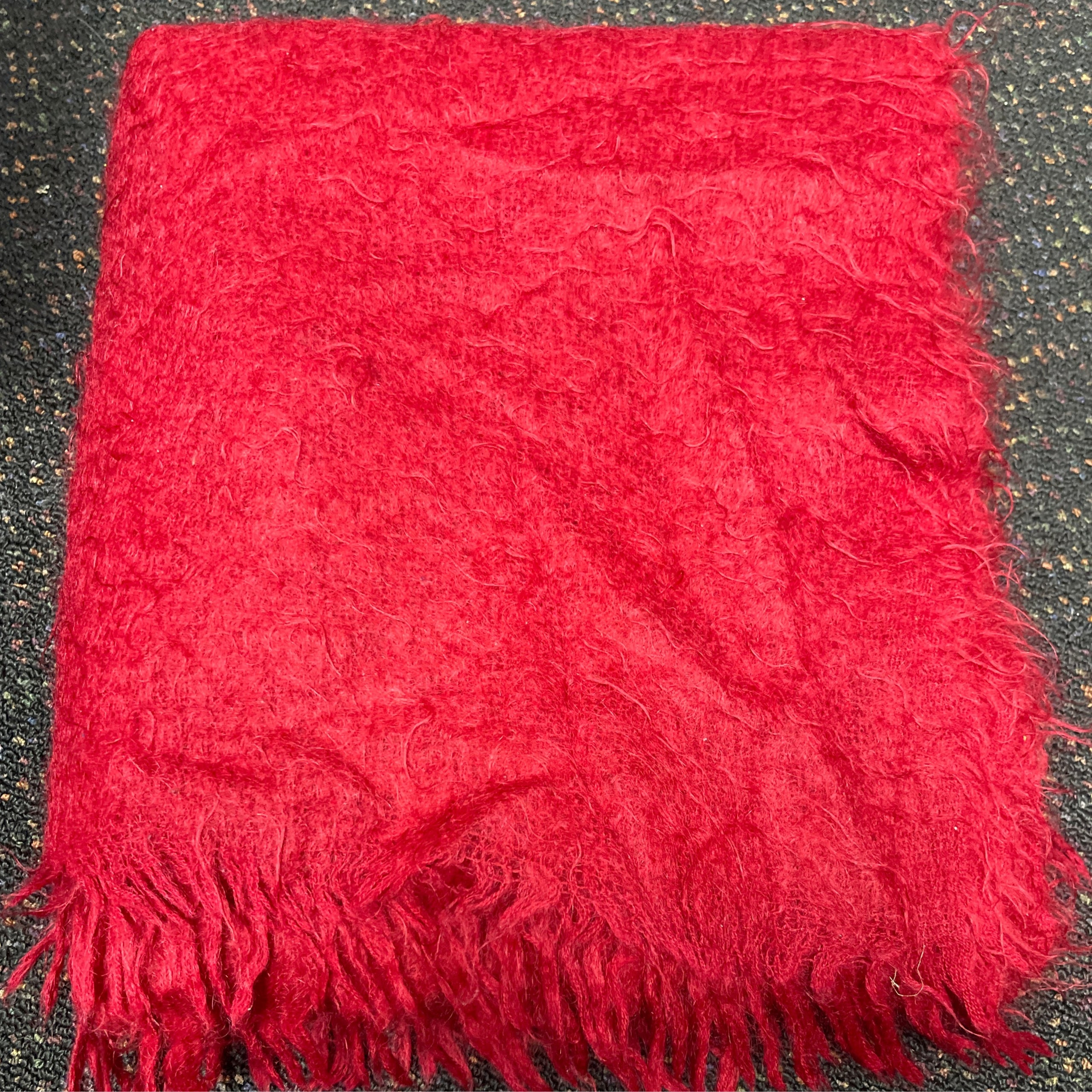 Red Mohair Throw Just Seconds & Collectables